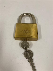 Large brass padlock with keys. 2 3/4”