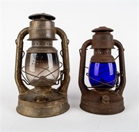 2 Antique Dietz Lanterns No 2 D-Lite & Wizard