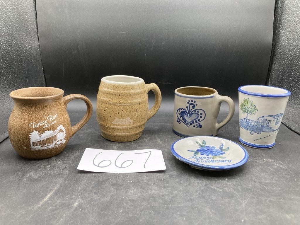 Stoneware Cups inc Louisville Pottery