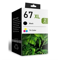 67XL 2 Pack Ink Cartridge Replacement for HP 67 In