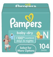Pampers Baby Dry Diapers Size Newborn, 104 Count