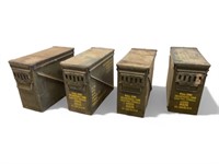 4 Vintage Metal Ammo Boxes. 18x14x8