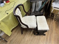 ANTIQUE CHAIR & FOOT STOOL