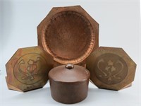 Copper Plate, Copper Art Nouveau Bookends &