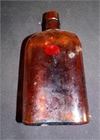 vintage amber brown pint whiskey flask bottle