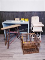 VINTAGE HIGH CHAIR + WOOD PLAY PEN (DOLL)
