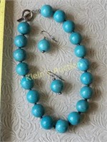demi parure necklace & earring set turquoise blue