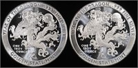 (2) 1 OZ .999 SILVER YEAR OF THE DRAGON ROUNDS