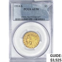 1914-S $5 Gold Half Eagle PCGS AU58