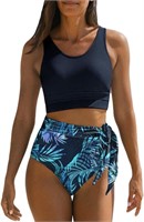 sz S Scoop Neck Racerback High Waisted Bikini Set