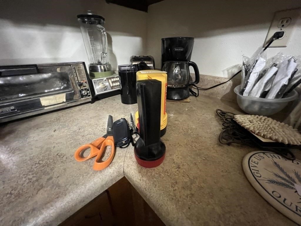 TWO FLASHLIGHTS, SCISSORS AND CELL PHONE