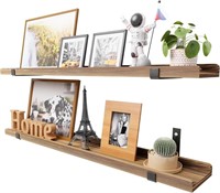 Ecowillon Natural Wood Floating Shelves with Lip
