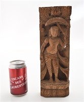 Ancienne sculpture en bois, divinité indienne