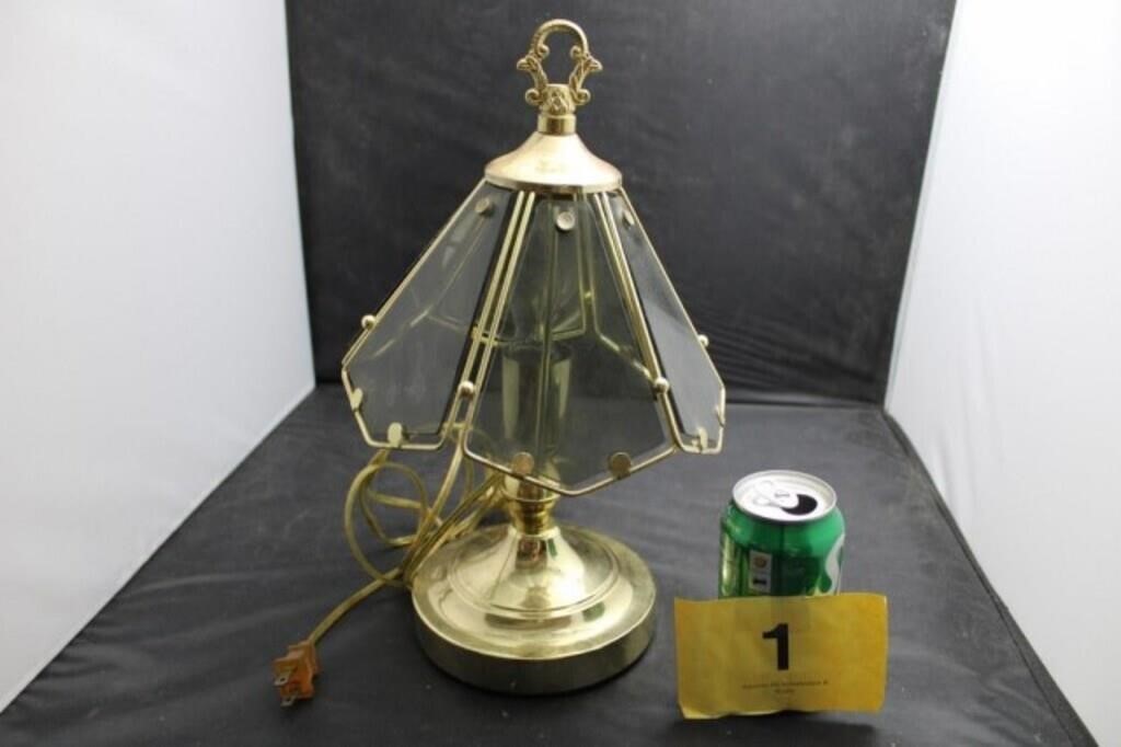 GOLD BOUDOIR LAMP, WORKS W/NEW BULB