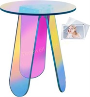 Acrylic Rainbow End Table - Clear Round Side Desk