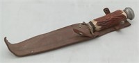 (UV) Vintage knife with sheath approximately 10".