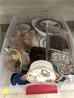 Tote Full of Kitchen Dishes