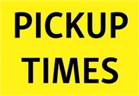 PICK UP DAYS/TIMES: 10/19, 10/20 & 10/21- 9AM-NOON