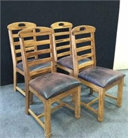 Oak Ladder Back Chairs w Leather Seats