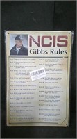 NCIS, GIBBS RULES 8" x 12" TIN SIGN
