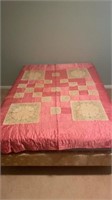 66 x 76 satin , cloth embroidered quilt, some