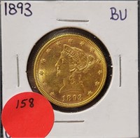 1893 LIBERTY HEAD BU $10 GOLD COIN