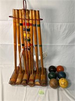 Vintage Croquet And Ball Set Game