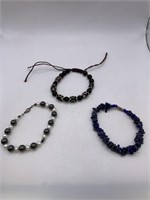 NATURAL STONE & BEAD BRACELET LOT