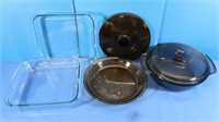 Brown Anchor Glass Casseroles, Clear Sq. Bakers