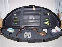 Bow case with release and arrows