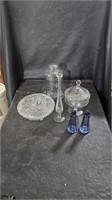Sm Etched Swung Glass Clear Vase, Bell Shaped