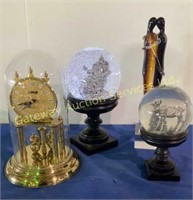 Light Up Santa & Moose Snow Globes, Quartz Clock,