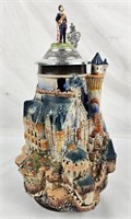 German Falkenstein Castle 3d Lidded Beer Stein