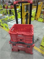 Milwaukee packout rolling toolbox and open crate
