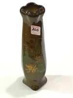Unmarked Floral Paint Vase (10 1/2 Inches Tall)
