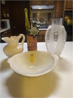 Large Clear Vase, Wash Bowl & Pitcher & More