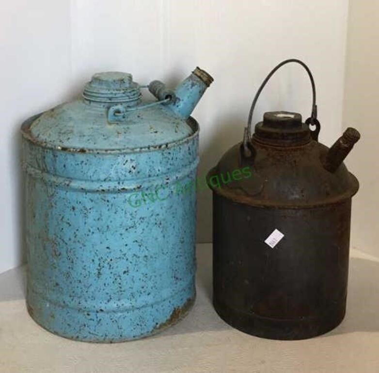 Vintage metal oil/gas cans - largerest