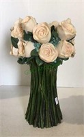 Heavy composite pink rose bouquet #307 vase