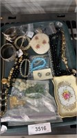 Tray of jewelry and miscellaneous