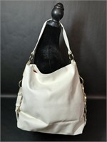 White Leather Like Purse Double Strap Design