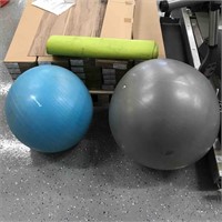 2 Exercise Balls And 1 Yoga Mat As Is