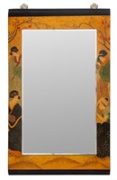 Japanese Lacquered Wood Beveled Wall Mirror