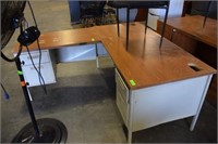 "L" SHAPE METAL DESK AND CHAIR