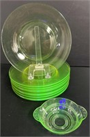 Green Uranium Depression Glass Lot Collection