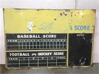 Vintage metal sports scoreboard sign