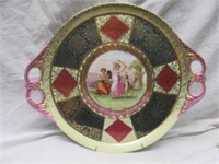 LARGE PORCELAIN FRENCH STYLE FIGURAL TRAY WITH