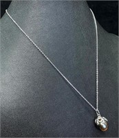 Sterling Tahitian Pearl Drop Necklace