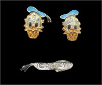 DISNEY Donald Duck Gemstone Clip-On Earrings