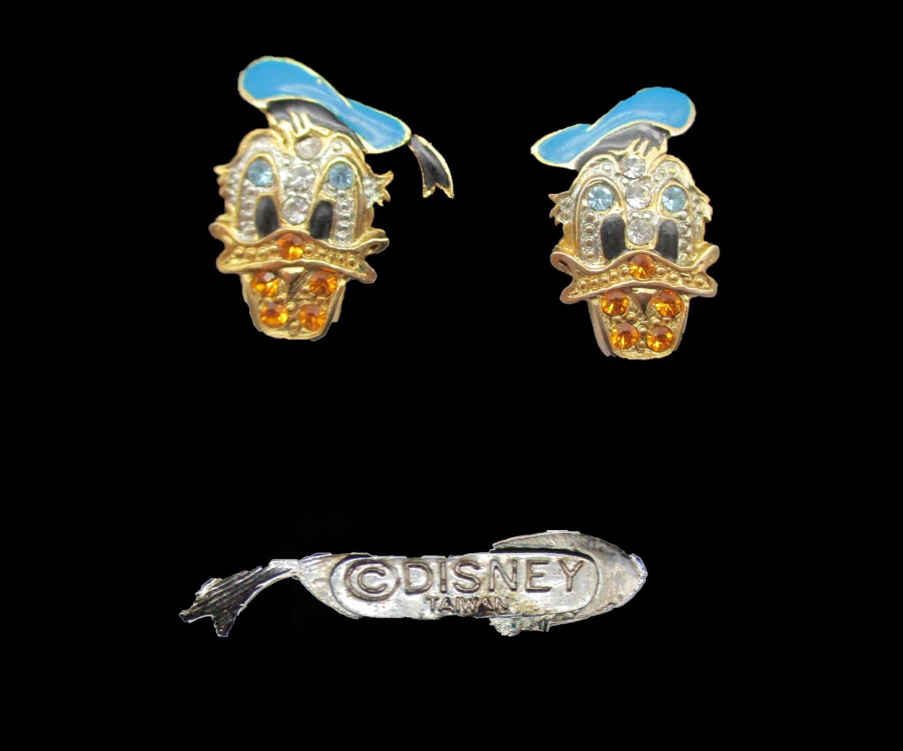 DISNEY Donald Duck Gemstone Clip-On Earrings