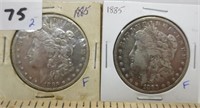 2 - 1885 Morgan silver dollars